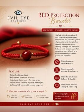 Red Protection Bracelet - Red Jasper & Cord